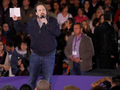 El secretario general de Podemos, Pablo Iglesias, este sábado.