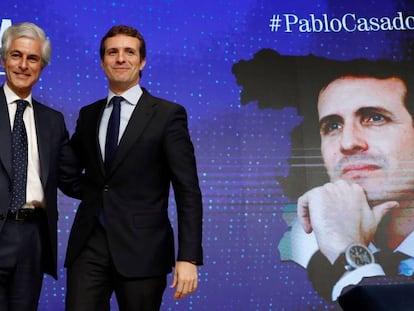 Pablo Casado y Adolfo Suárez Illana, este lunes. En vídeo, Casado anuncia que Suárez Illana será su número dos por Madrid en el 28-A.