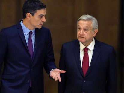 El presidente del Gobierno, Pedro Sánchez, junto al presidente de México,Andrés Manuel López Obrador, el pasado enero.