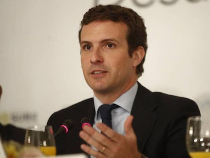 El presidente del PP, Pablo Casado, este lunes. En vídeo, declaraciones de Casado.