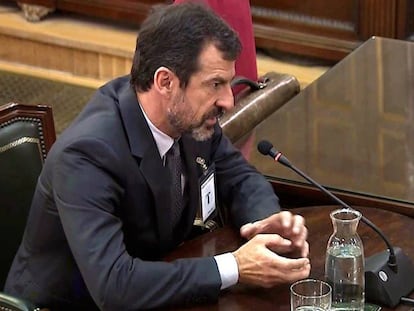 El comisario de los Mossos d'Esquadra Ferran López, durante su comparecencia de este miércoles en el juicio del procés.