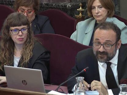 La abogada Olga Arderiu, defensora de Carme Forcadell, y Benet Salellas, letrado de Jordi Cuixart. En vídeo, nuevo enfrentamiento entre Manuel Marchena y el abogado Benet Salellas.