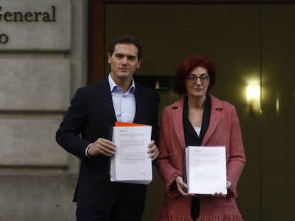 Albert Rivera con Maite Pagazaurtundúa, candidata de Cs al Parlamento Europeo.