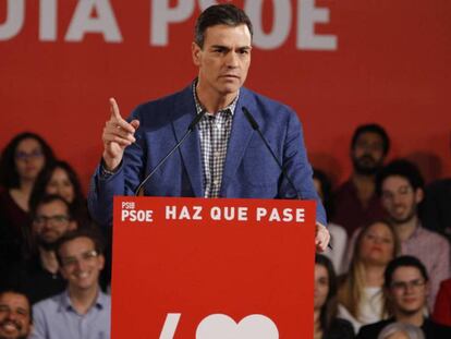 Pedro Sánchez, durante un acto del PSOE en Mallorca. En vídeo, fragmento de la entrevista del presidente en Ondacero.