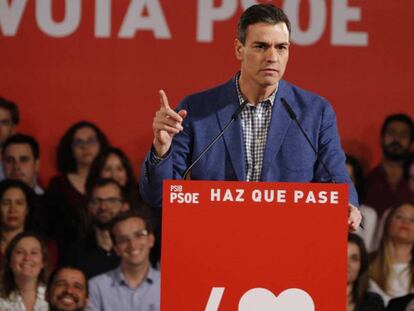 Pedro Sánchez, durante un acto del PSOE en Mallorca. En vídeo, fragmento de la entrevista del presidente en Ondacero.