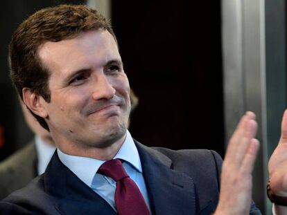 Pablo Casado, a su llegada este martes al debate de Atresmedia. En vídeo, los momentos más destacados del debate.