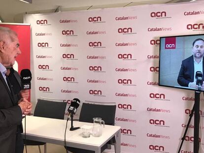 Ernest Maragall y Oriol Junqueras conversan este sábado por videoconferencia. En vídeo, Junqueras espera poder hablar con Pedro Sánchez en la sesión constitutiva del Congreso.