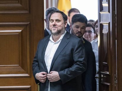 En foto: Oriol Junqueras tras recoger su acta en la Cámara Baja. En vídeo: declaraciones de Oriol Junqueral, líder de ERC.