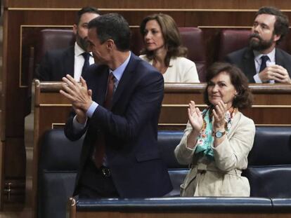 Meritxell Batet, tras ser elegida presidenta del Congreso. En vídeo, declaraciones de Sánchez.