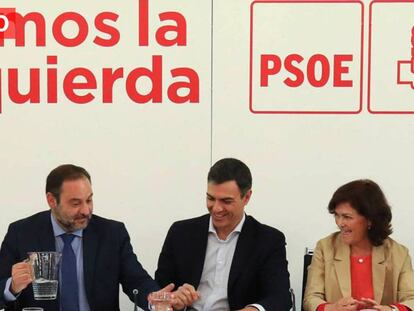 Pedro Sánchez preside la reunión de la ejecutiva federal del PSOE. En vídeo, retransmisión en directo de la rueda de prensa del PSOE.