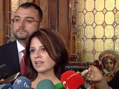Adriana Lastra, este sábado en Oviedo. En vídeo, declaraciones de la portavoz del PSOE.