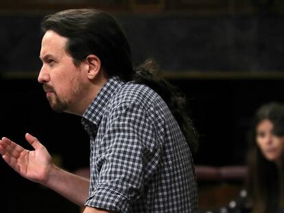 Pablo Iglesias, durante la primera jornada del debate de investidura. En vídeo, el líder de Unidas Podemos reprocha a Sánchez su oferta para el Gobierno de coalición.