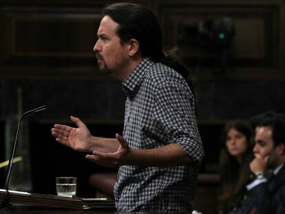 El líder de Unidas Podemos, Pablo Iglesias, en el Congreso. En vídeo, la intervención de Iglesias en 10 minutos.