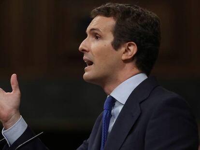 En vídeo, Pablo Casado, durante su intervención en el Congreso.