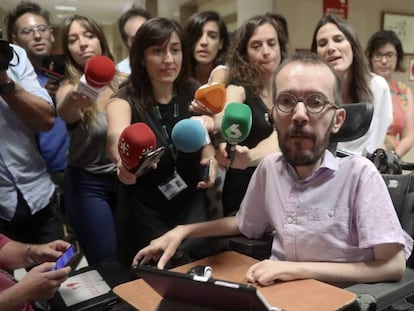 Pablo Echenique, secretario de Acción de Gobierno de Podemos, el pasado día 4 en el Congreso.