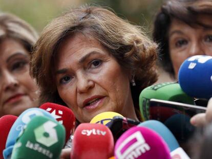 La vicepresidenta en funciones Carmen Calvo. En vídeo, declaraciones de Calvo.