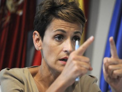 La presidenta de Navarra en su despacho de Pamplona. En vídeo, entrevista a María Chivite.