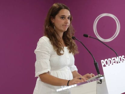 Rueda de prensa tras el consejo de coordinación de Podemos, a cargo de su portavoz Noelia Vera.