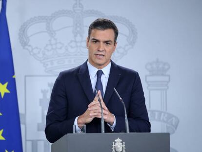 Pedro Sánchez, durante la rueda de prensa en La Moncloa. En vídeo, declaraciones de Sánchez.