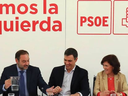 Pedro Sánchez preside la reunión de la ejecutiva federal del PSOE.