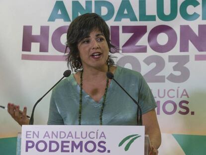 Teresa Rodríguez en un acto en Sevilla tras su permiso de maternidad. En vídeo, declaraciones de Rodríguez, este viernes.