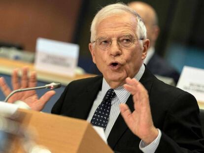 Josep Borrell comparece este lunes ante la Comisión de Exteriores del Parlamento Europeo. En vídeo, declaraciones de Borrell.