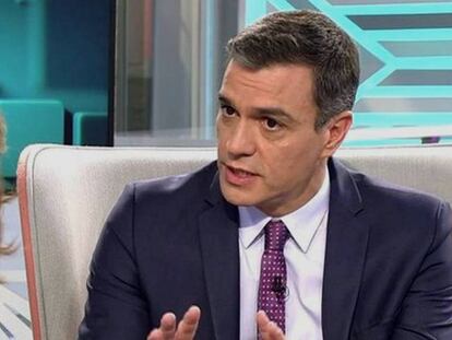 El presidente del Gobierno en funciones, Pedro Sánchez, este miércoles en el plató de 'El Programa de Ana Rosa'.