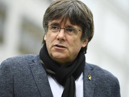 El expresidente Carles Puigdemont, este martes en Bruselas. En vídeo, declaraciones de Puigdemont, en la mañana de este martes, en Bruselas.