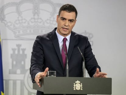Pedro Sánchez, este miércoles en La Moncloa. En vídeo las declaraciones del presidente del Gobierno en funciones, Pedro Sánchez