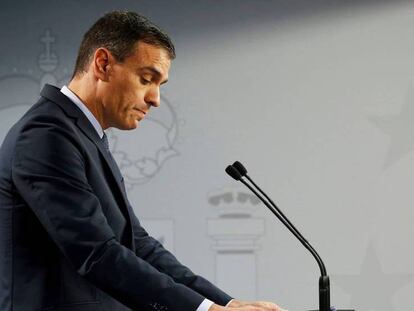 El presidente del Gobierno en funciones, Pedro Sánchez, el viernes en Bruselas. En vídeo, declaraciones de Marlaska.