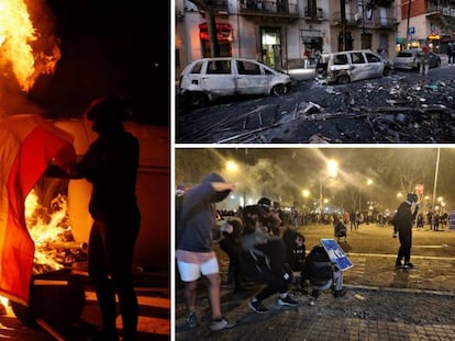 Imágenes de los disturbios de los últimos días en Barcelona. En vídeo, segunda noche sin incidentes graves en las calles de Barcelona.