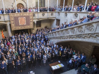 El presidente de la Generalitat Quim Torra ha recibido a los 814 alcaldes catalanes que han rechazado la sentencia del Tribunal Supremo. En vídeo, declaraciones de Quim Torra.