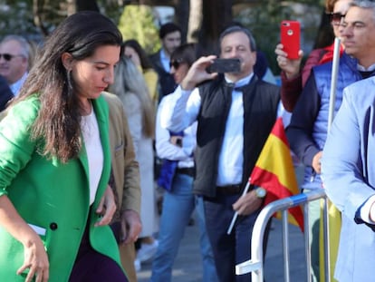 Rocío Monasterio, durante la concentración para defender la unidad de España organizada por Vox el sábado en Madrid. En vídeo, declaraciones de Monasterio, este lunes.