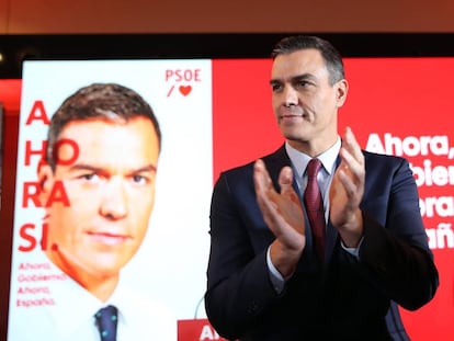 Pedro Sánchez, en la presentación del lema electoral del PSOE. En vídeo, el presidente del Gobierno en funciones anoche en informativos Telecinco.