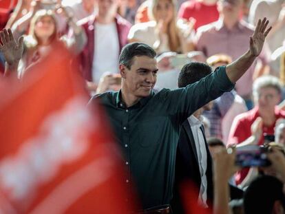 Pedro Sánchez, en el mitin del PSOE en Valencia. En vídeo, declaraciones de Sánchez.