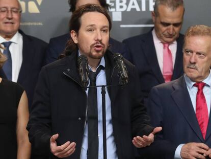 Declaraciones del líder de Unidas Podemos, Pablo Iglesias, tras finalizar el debate.