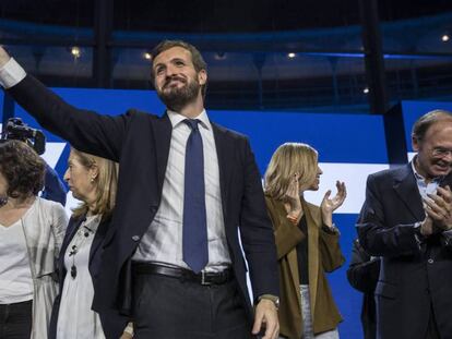 Pablo Casado, en el cierre de campaña del PP en Madrid.