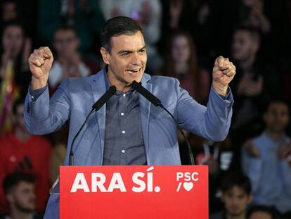 El secreatrio general del PSOE, Pedro Sánchez, este viernes. En vídeo, resumen de los actos finales de campaña de los cinco grandes partidos.