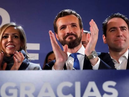 El líder del PP, Pablo Casado, tras conocerse los resultados del 10-N. En vídeo, declaraciones de Casado.