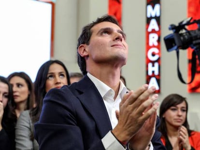 El presidente de Ciudadanos, Albert Rivera, este lunes. En vídeo, así ha sido la trayectoria de Rivera.