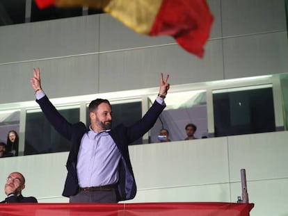 El líder de Vox, Santiago Abascal, tras conocer los resultados del partido. En vídeo, sus declaraciones