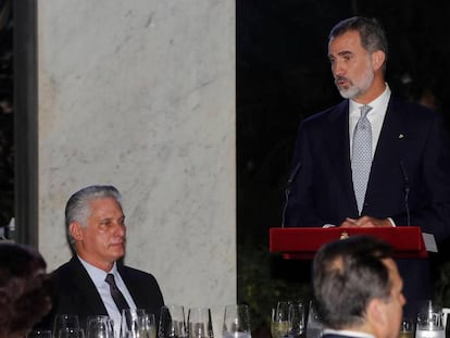 El Rey, durante su discurso en presecia del presidente cubano, Miguel Díaz-Canel, este miércoles en La Habana. En vídeo, el discurso de ambos.