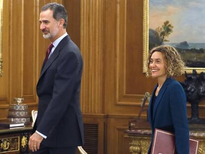 El Rey y la presidenta del Congreso, Meritxell Batet, el miércoles. En vídeo, La ronda de consultas con el monarca para la investidura ya tiene fecha.