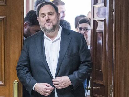 Oriol Junqueras, tras reclamar sus credenciales como diputado en el Congreso de los Diputados, el 20 de mayo. En vídeo, el fallo del TJUE.