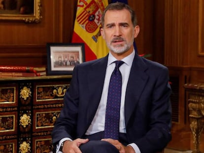 Felipe VI, este martes, durante su tradicional mensaje de Navidad. En vídeo, las declaraciones del rey sobre la crisis.