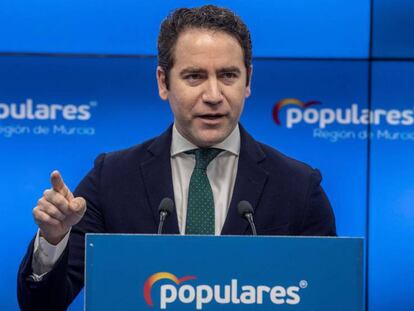 El secretario general del PP, Teodoro García Egea, este jueves en Murcia.
