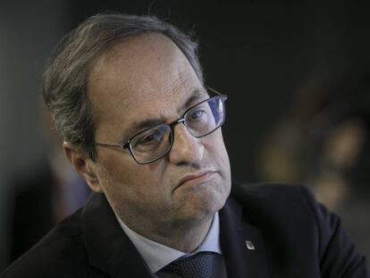 Quim Torra, la mañana de este viernes en Barcelona. En vídeo, declaraciones de Lastra.