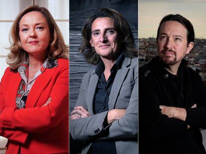 Carmen Calvo, Nadia Calviño, Teresa Ribera y Pablo Iglesias.