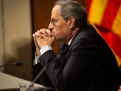 El presidente Quim Torra en la entrega de los Premios de Turismo de Cataluña en Barcelona, a 9 de enero de 2020. En vídeo, el Supremo mantiene la retirada del escaño de Torra.