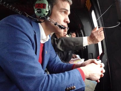 En foto, Pedro Sánchez sobrevuela las zonas afectadas por el temporal Gloria. En vídeo, Pedro Sánchez defiende a su ministro de Transportes, José Luis Ábalos.